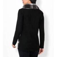 Sweatshirt m. karierten Jersey-Einsätzen, schwarz-gemustert