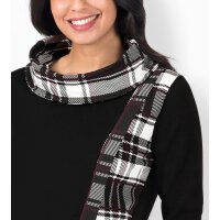 Sweatshirt m. karierten Jersey-Einsätzen, schwarz-gemustert