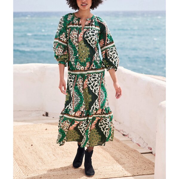 Glitzergarn-Druckkleid , marine-oliv