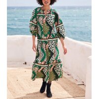 Glitzergarn-Druckkleid , marine-oliv