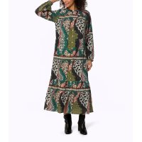 Glitzergarn-Druckkleid , marine-oliv