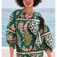 Glitzergarn-Druckkleid , marine-oliv