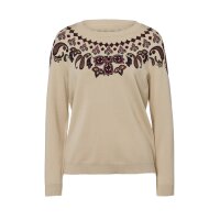 Jumper with floral print, sand-bordeaux printed