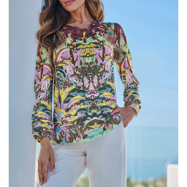 Wasserfallshirt, schilf-cognac-bedruckt
