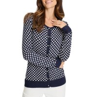 Strickjacke m. Puffärmeln, marine-ecru-getupft