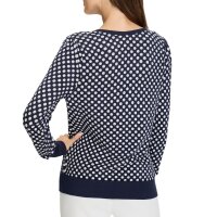 Strickjacke m. Puffärmeln, marine-ecru-getupft