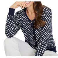 Strickjacke m. Puffärmeln, marine-ecru-getupft