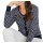 Strickjacke m. Puffärmeln, marine-ecru-getupft