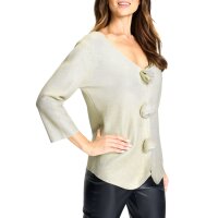 3/4 sleeve cardigan with floral appliqué, ecru-gold