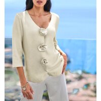 3/4 Arm-Strickjacke m. Blüten-Applikation,...