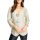 3/4 sleeve cardigan with floral appliqué, ecru-gold