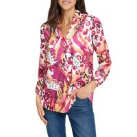 Satin print blouse, fuchsia-strawberry