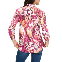 Satin print blouse, fuchsia-strawberry