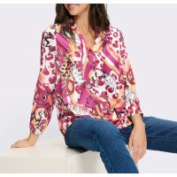 Satin print blouse, fuchsia-strawberry