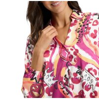 Satin print blouse, fuchsia-strawberry