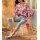 Satin print blouse, fuchsia-strawberry