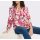 Satin print blouse, fuchsia-strawberry