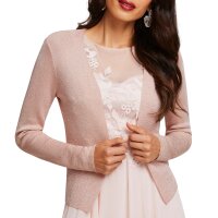 Verschlusslose Glanz-Strickjacke, puder