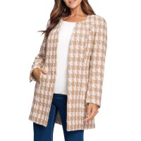Bouclé blazer with houndstooth pattern, ecru-camel