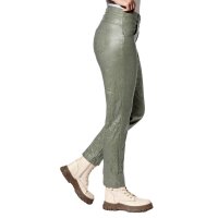 Bengalinhose mit Crinkle-Effekt und Schriftzug, khaki