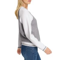 Knit cardigan in blouson style, stone grey-ecru marl