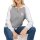 Knit cardigan in blouson style, stone grey-ecru marl