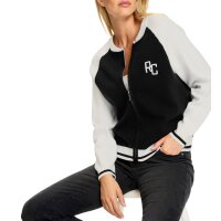 Strickjacke in Blouson-Form, schwarz-ecru