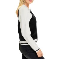 Strickjacke in Blouson-Form, schwarz-ecru