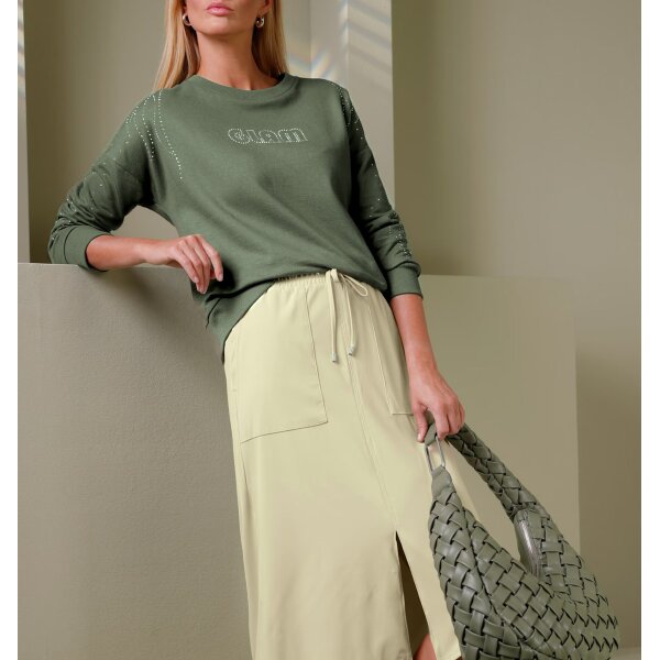 Sweatshirt mit Glitzer-Details, khaki