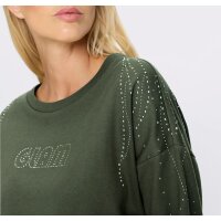 Sweatshirt mit Glitzer-Details, khaki