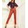 Push-up lamb nappa leather trousers, rust red