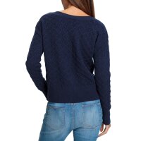 Strukturmuster-Pullover mit U-Boot-Ausschnitt, marine