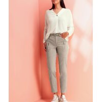 Long-sleeve blouse with batwing sleeves and decorative button, ecru