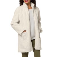 Fellimitatjacke mit Stehkragen und 2-Wege-Reißverschluss, ecru