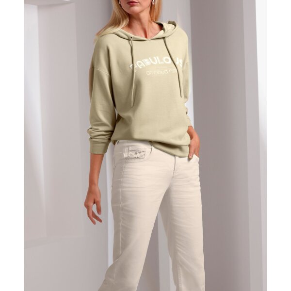 Kapuzensweatshirt mit Schriftzug, beige
