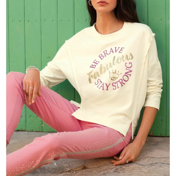 Sweatshirt mit glitzerndem Lettering, champagner