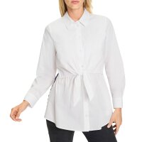 Hemdbluse mit Knoten und seitlichen Kontraststreifen, weiß