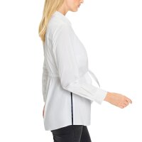 Hemdbluse mit Knoten und seitlichen Kontraststreifen, weiß