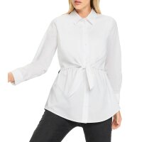 Hemdbluse mit Knoten und seitlichen Kontraststreifen, weiß