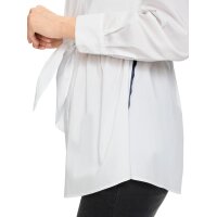 Hemdbluse mit Knoten und seitlichen Kontraststreifen, weiß