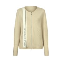2-way zip cardigan with glitter stone lettering, sand-ecru