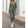 Sweter z napisem i gwiazdkami we flokowym nadruku, khaki