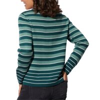 Stand-up collar pullover with jacquard stripes, jade-ecru