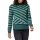 Stand-up collar pullover with jacquard stripes, jade-ecru