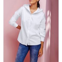 Long-sleeve stretch blouse with hood, white