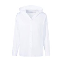 Long-sleeve stretch blouse with hood, white