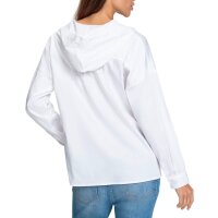 Long-sleeve stretch blouse with hood, white