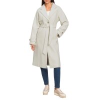 Ilgas paltas su atlenkiama apykakle ir surišamu diržu, šampano