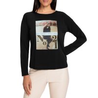 Long-sleeve shirt with print and glitter stones, black