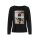 Long-sleeve shirt with print and glitter stones, black